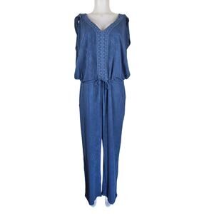 Ariat Why Not Western Country Blue Sleevless V-Neck Women's Jumpsuit M NWT